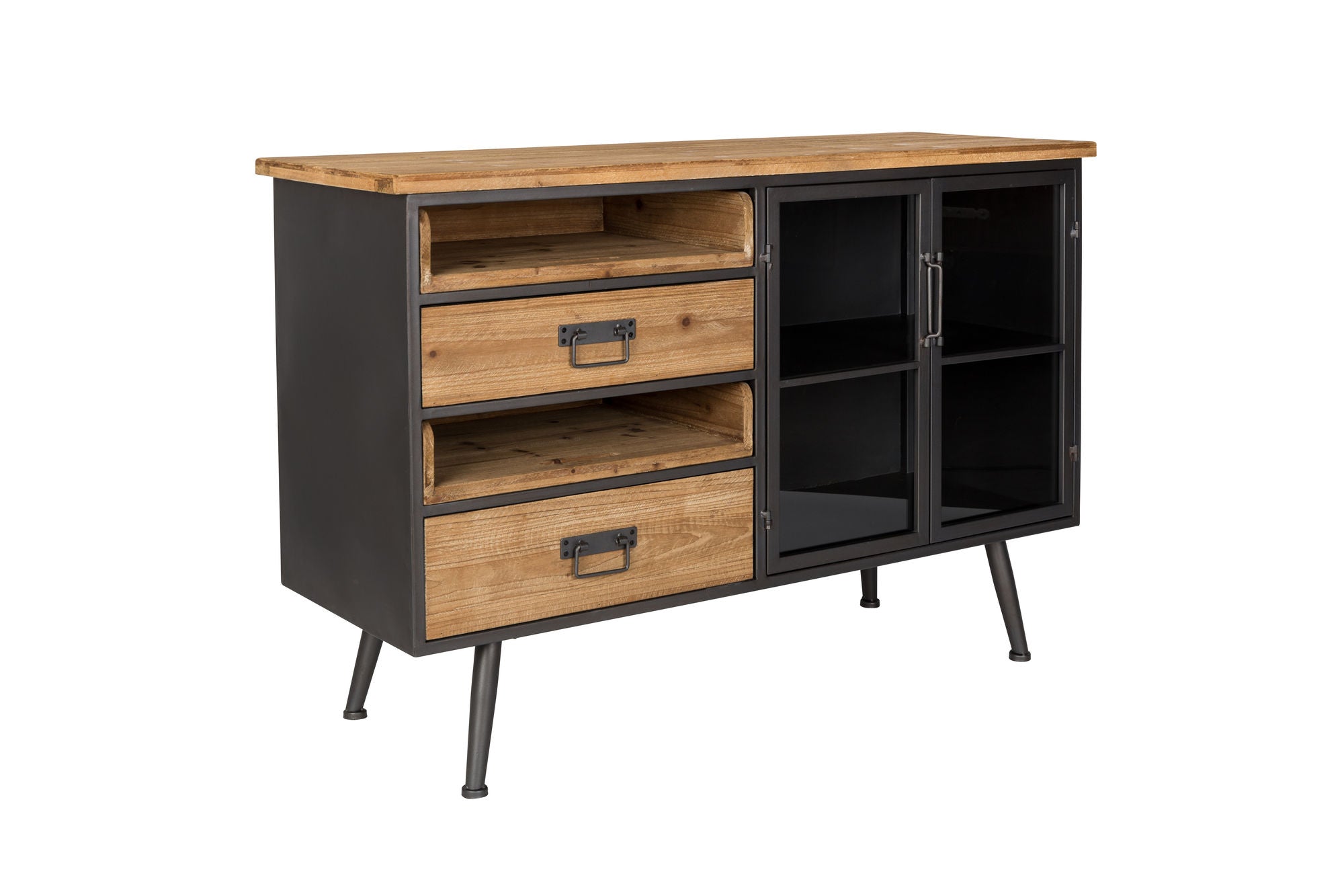 Damian Natural Fir Wood & Metal Sideboard